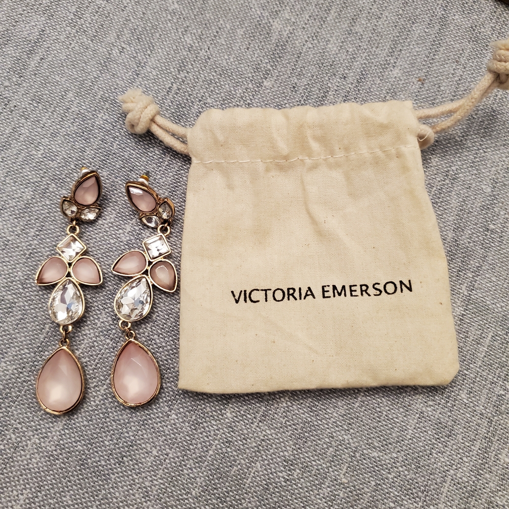 Victoria Emerson Blush and Gold Teardrop Earrings